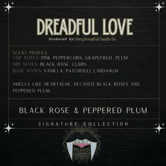 Dreadful Love Signature Luxury Wickless Candle: Black Rose & Peppered Plum - Picture 3 of 6